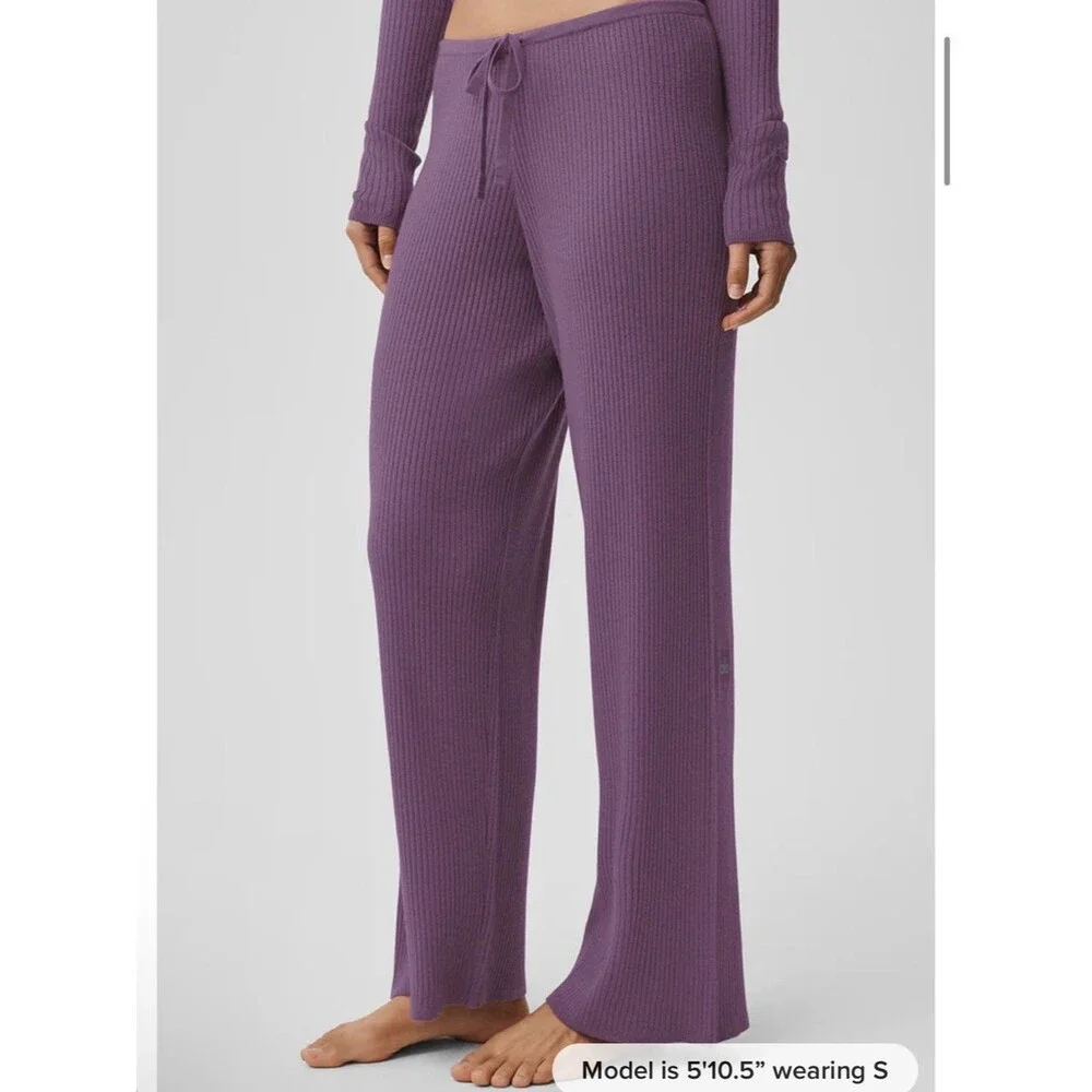 Alo Sweater Knit Mid-Rise Unwind Wide Leg Pant and Top